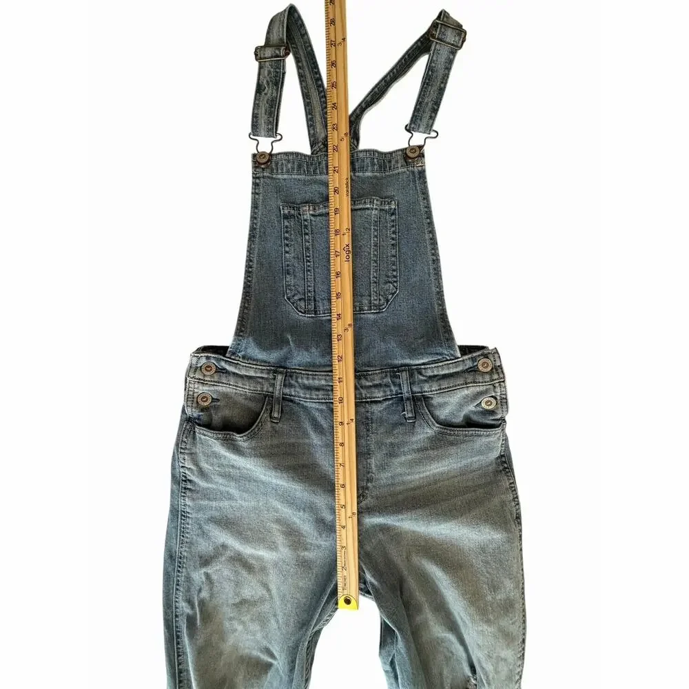 Hollister Boyfriend Denim Overalls Distressed Light Wash Bib Jeans M Coastal